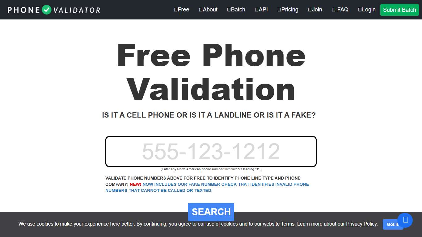 Phone Validator ✔️ | Is it a Cell or is it a Landline? Reverse Phone Search Lookup